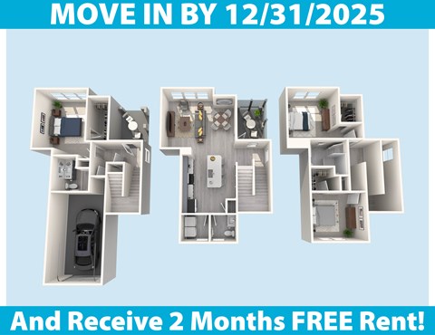 A promotional image for a move-in by December 31, 2025, offering two months free rent.